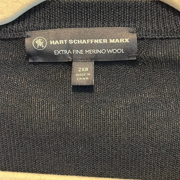 Hart Schaffner Marx Extra Fine Merino Wool Sweater Big Man Tall Blue 2XB FLAW - Picture 3 of 7
